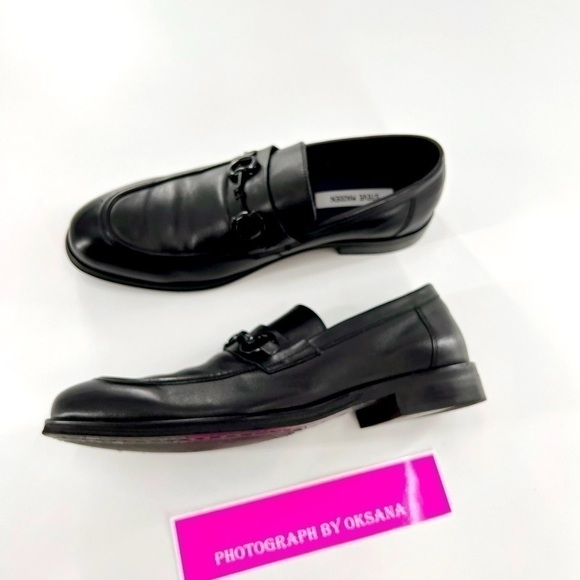 STEVE MADDEN P-CARTUR MENS BLACK LEATHER SLIP ON CASUAL LOAFERS SHOES size 11.5 - Picture 3 of 12